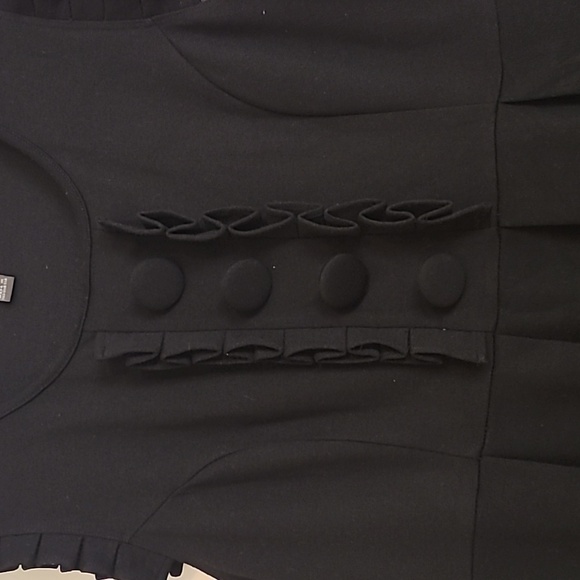 LBD Black Shift Dress with Ruffle Details - Picture 4 of 9